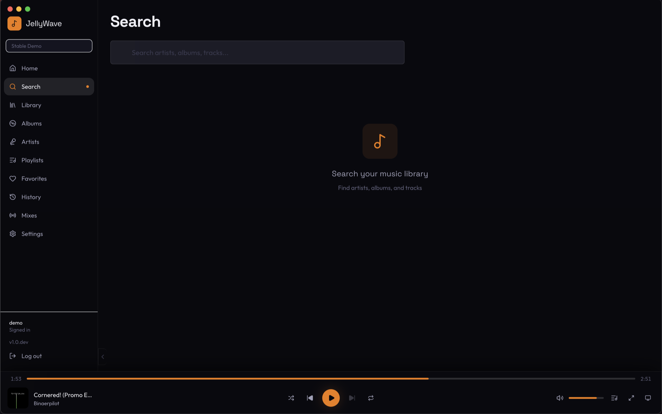 JellyWave Search screen
